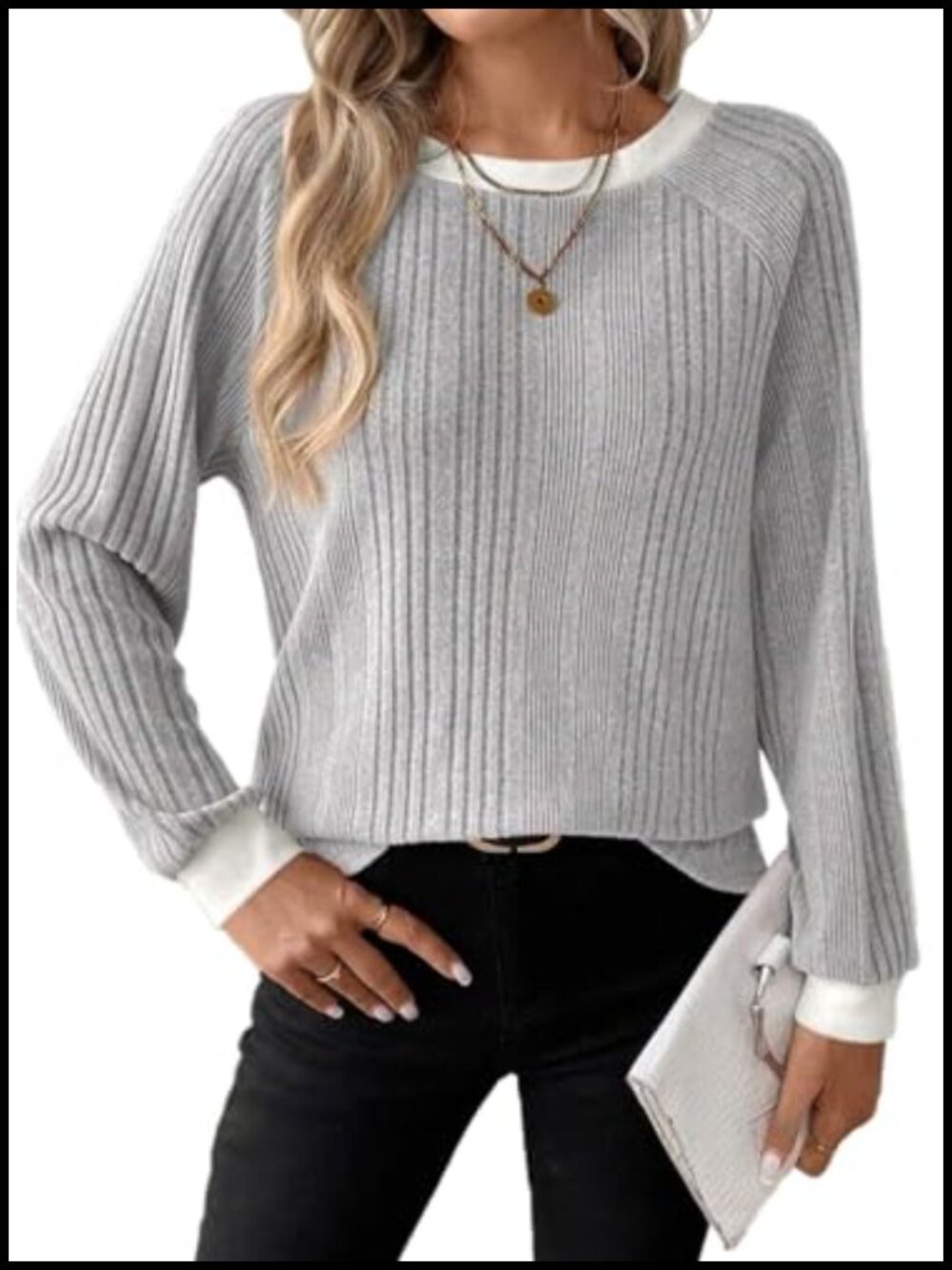 Long Sleeve Knit Tunics for Women Loose Fit Pullover Shirts